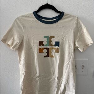 Tory Burch Cream and Blue Graphic Tee